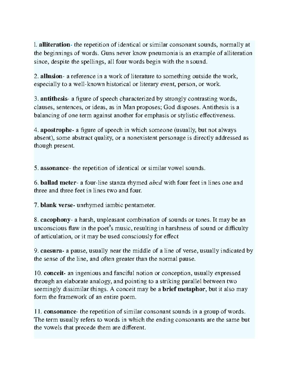 AP Poetry Terms Study Guide: Key Concepts & Definitions - Studocu