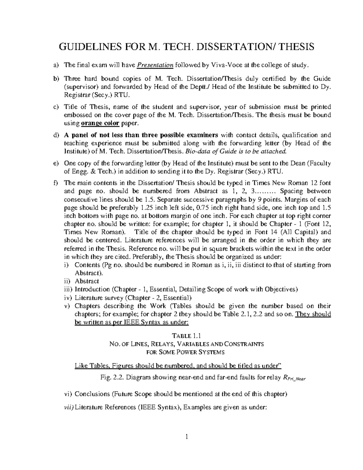 M. Tech Dissertation Guidelines for Thesis Submission and Evaluation ...