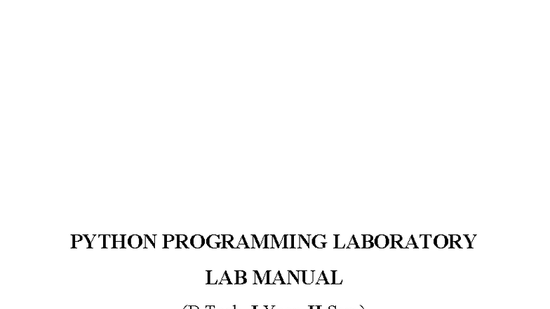 Python Programming Laboratory Manual (B.Tech I Year II Sem) - Studocu