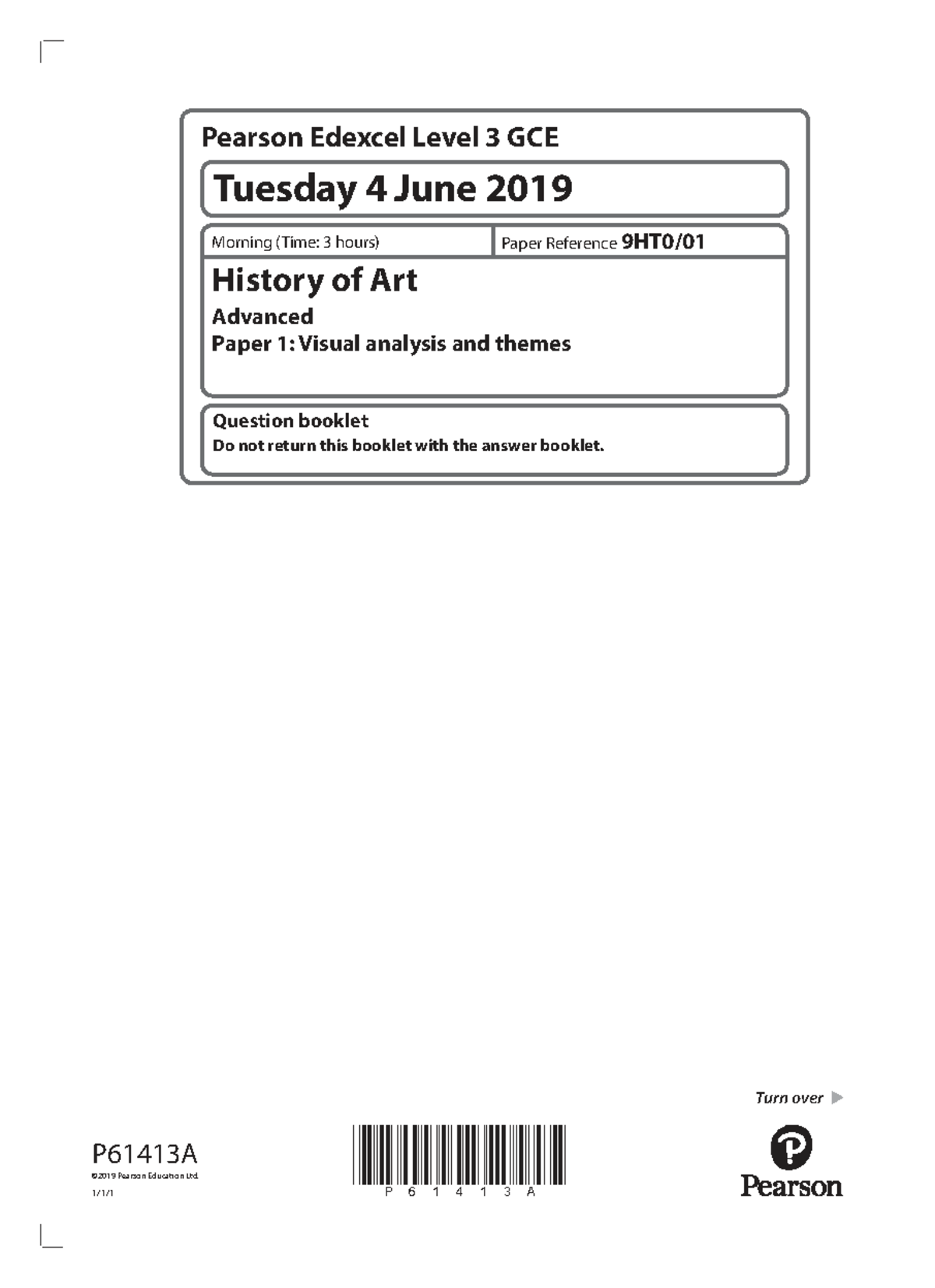 Pearson Edexcel Level 3 GCE History of Art Advanced Paper 1: Visual ...