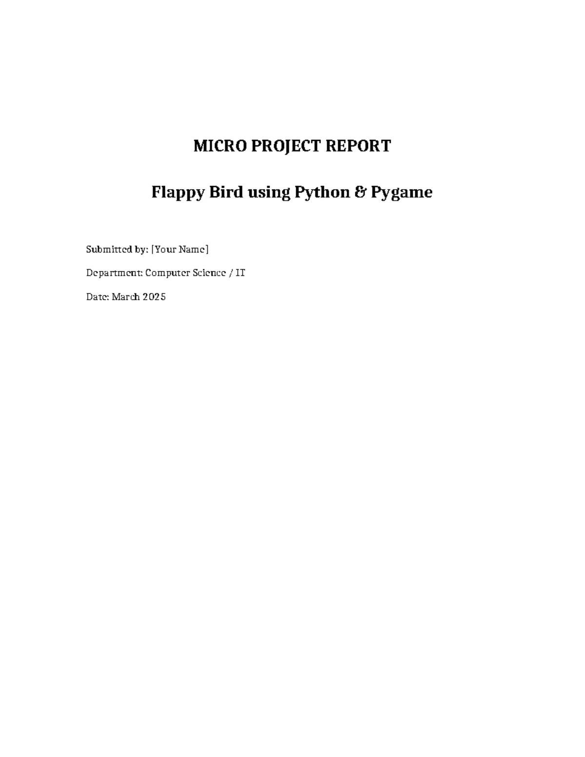 CS101 Micro Project Report: Flappy Bird Game Development using Python ...
