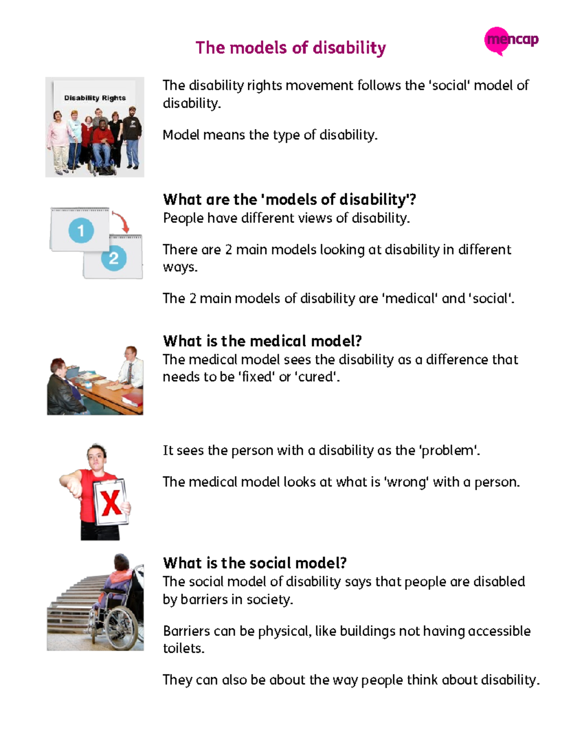 The models of disability - Model means the type of disability. What are ...
