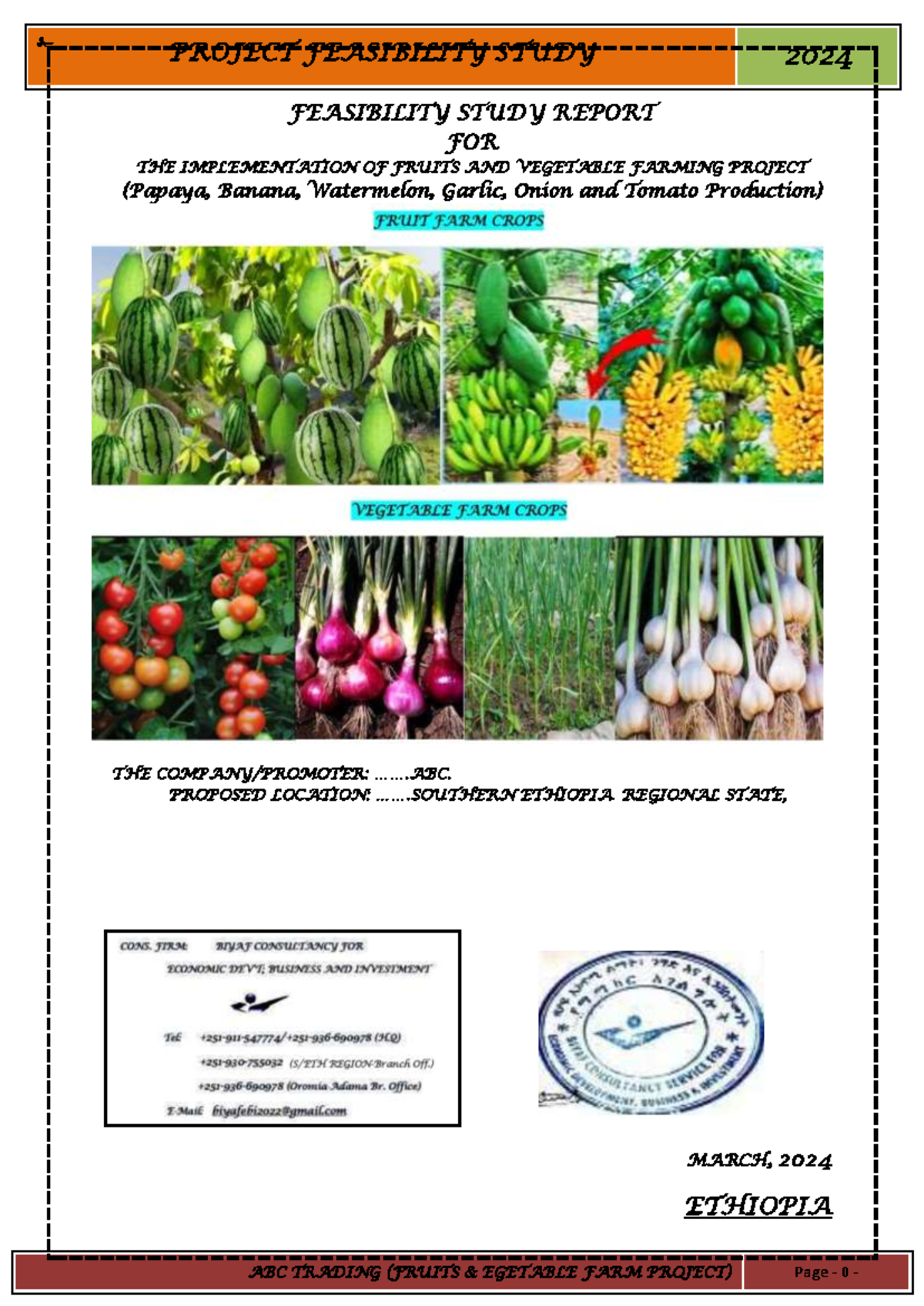 Feasibility Study on Integrated Fruits & Veg Farming Project (2024 ...