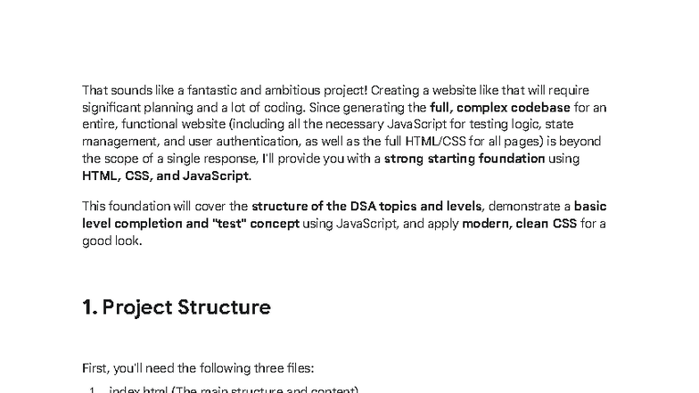 Web Development Project Notes: DSA Level Structure & Interactivity ...