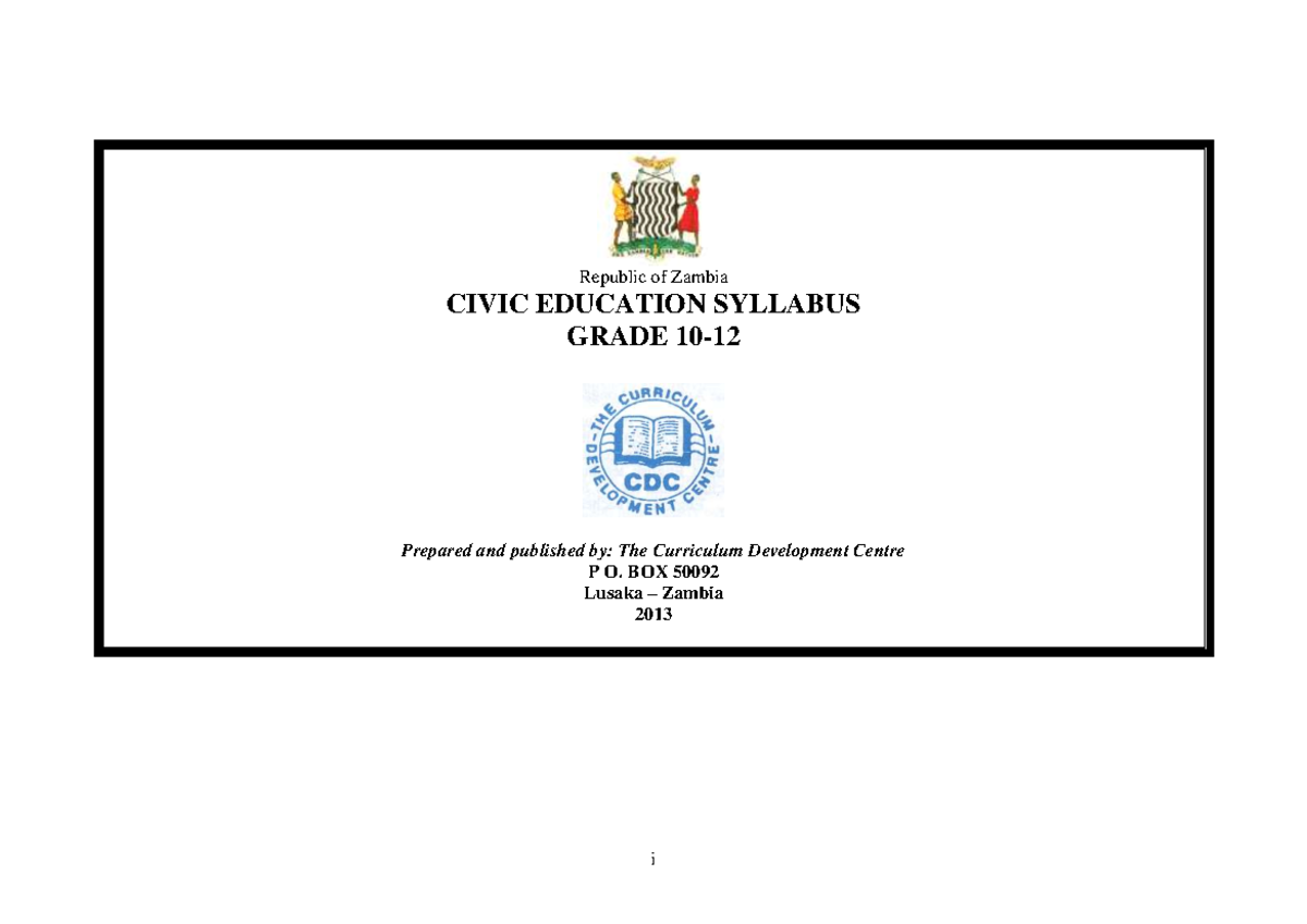 Civic Education Syllabus for Grades 10-12: Key Concepts & Learning ...