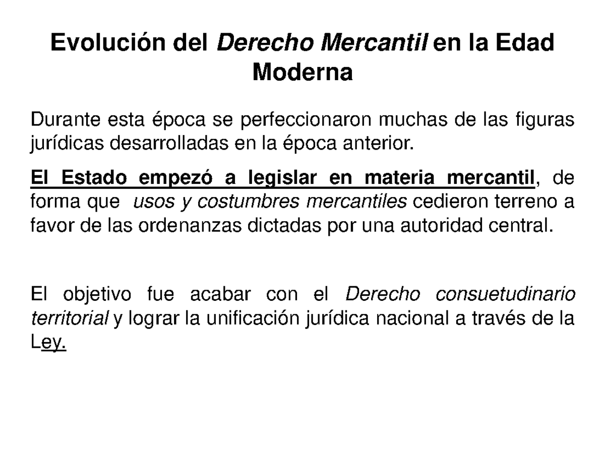 Derecho Mercantil En La Edad Moderna