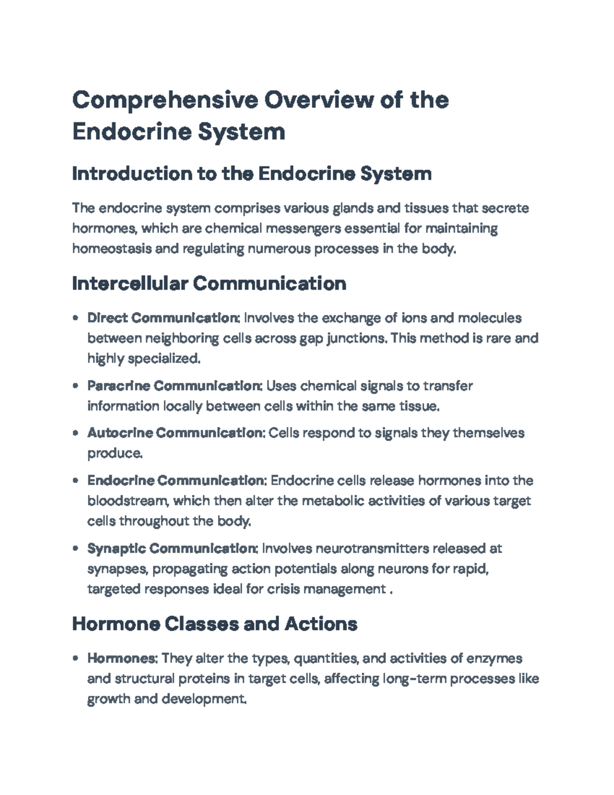 Comprehensive Overview of the Endocrine System and Hormone Functions ...
