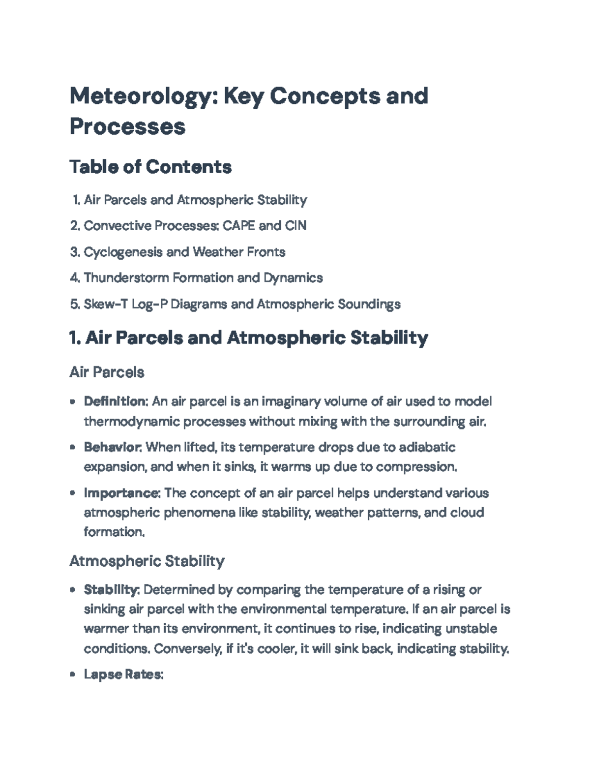 Meteorology Course: Key Concepts and Processes Overview - Meteorology ...