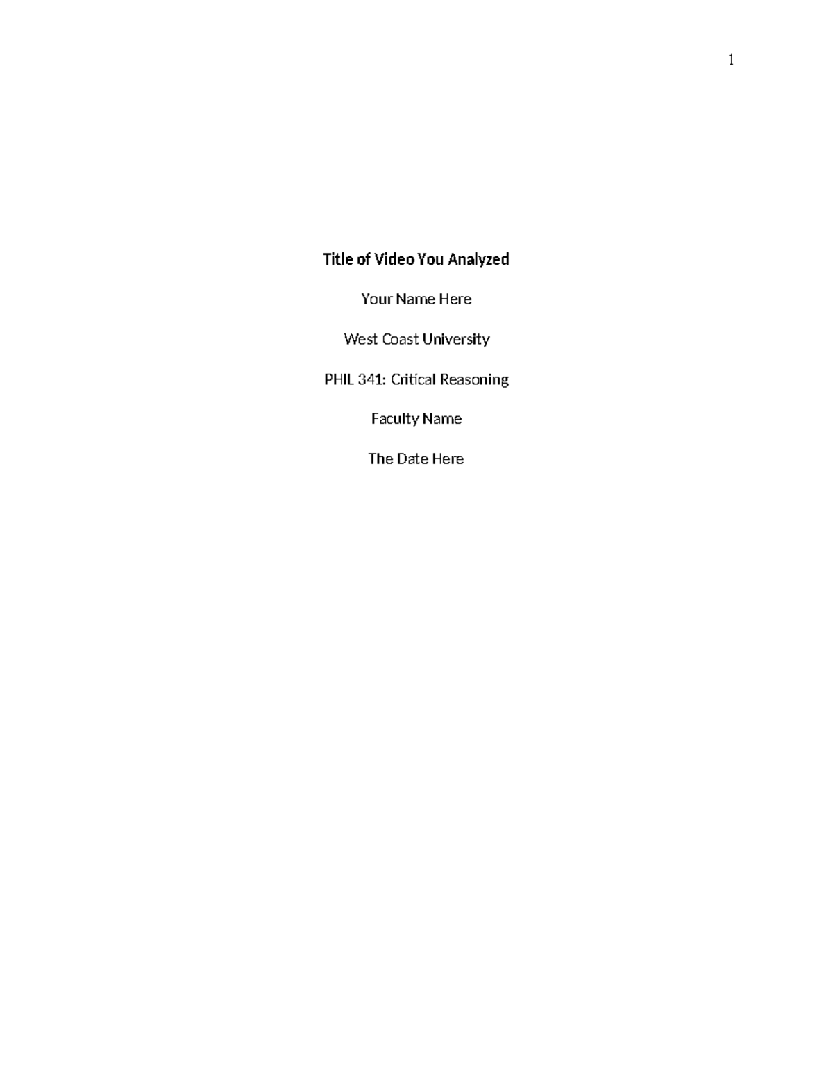 PHIL 341: Critical Reasoning Signature Assignment Template - Studocu