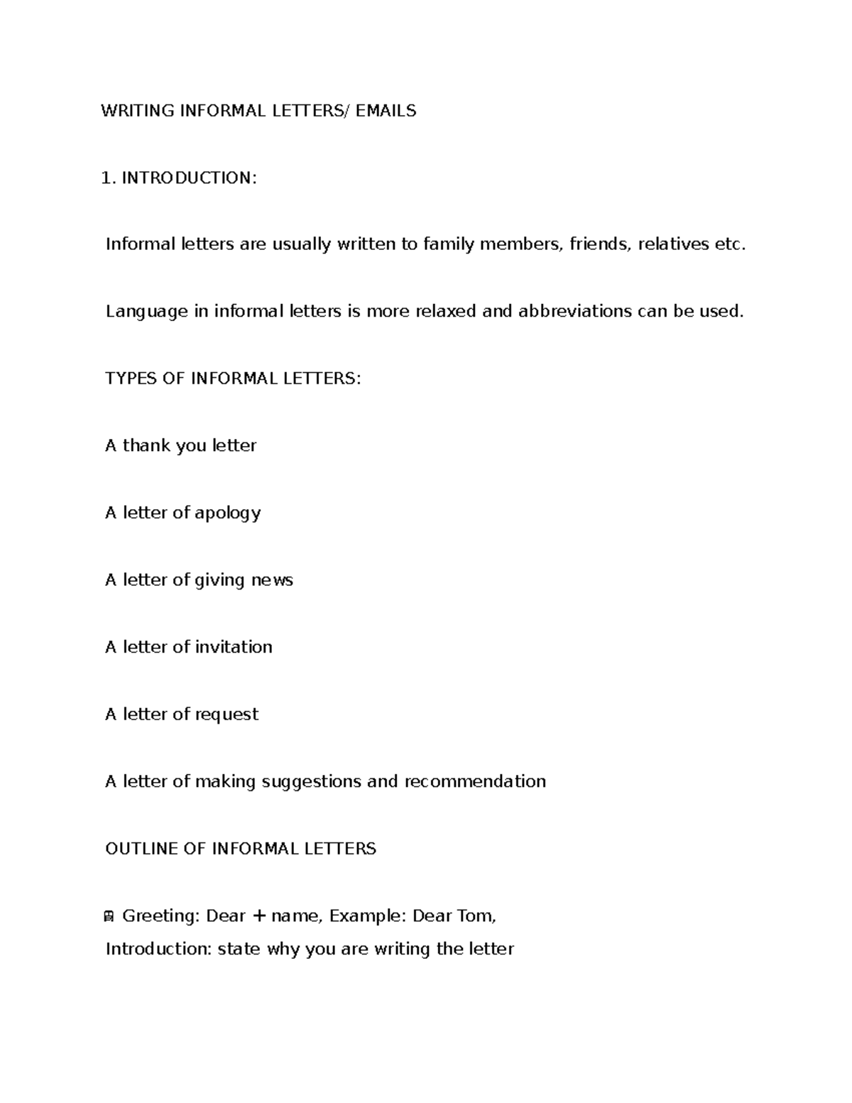 Informal Email Writing Guide: Types & Examples (ENG 101) - Studocu
