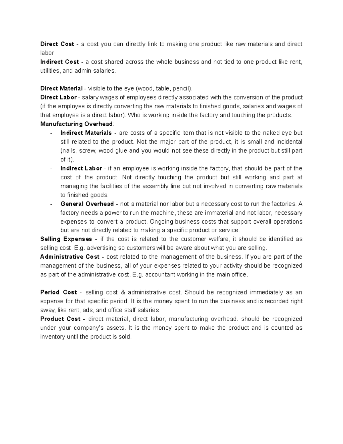 TERM 3: Direct vs Indirect Costs Explained - Studocu