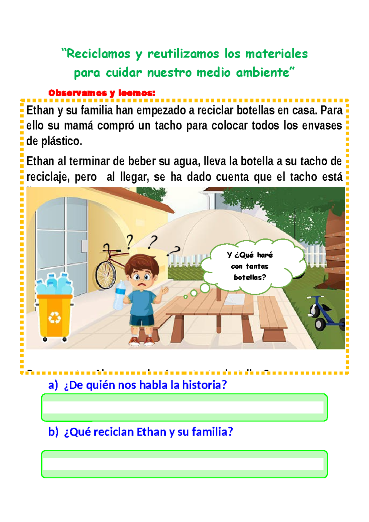 Ficha de Ciencia: Reciclaje y Cuidado del Medio Ambiente - Studocu