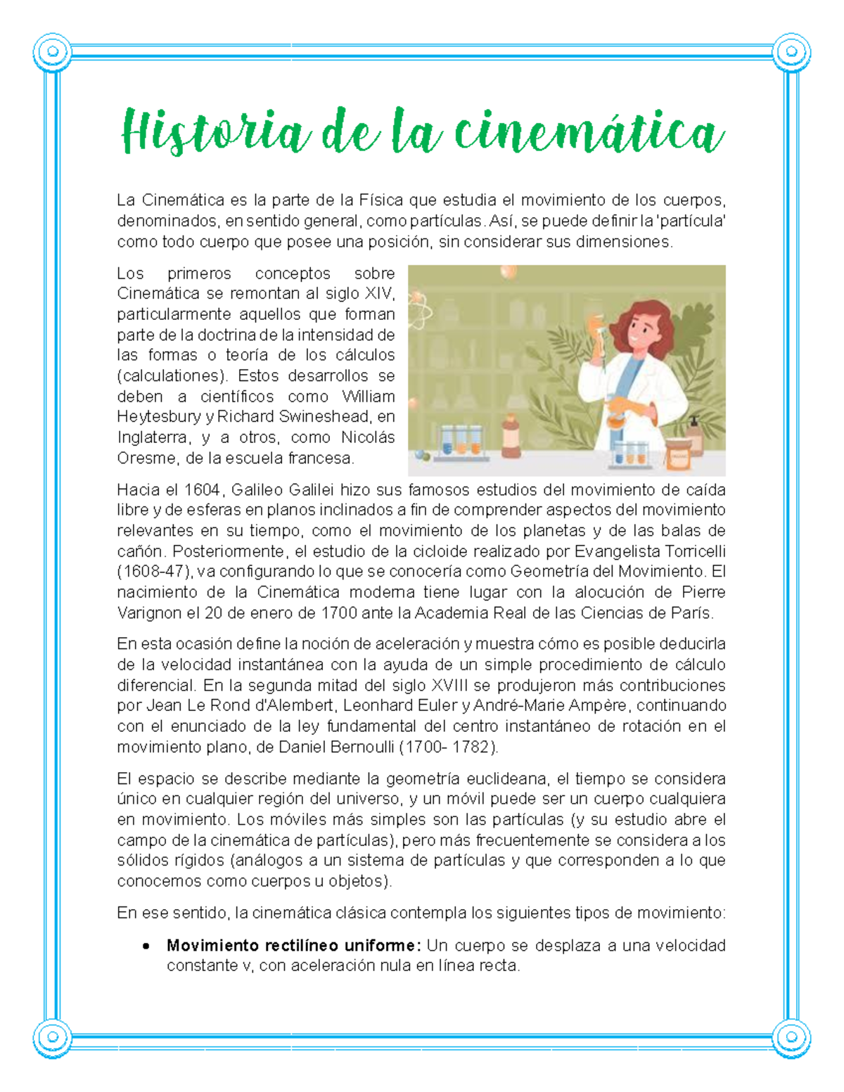 Historia de la Cinemática: Evolución y Conceptos Clave en Física - Document Preview