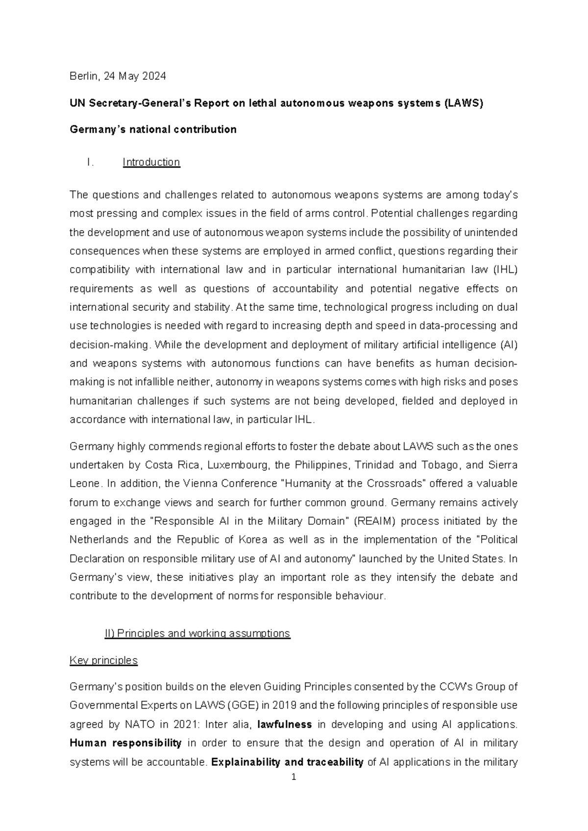 UN Report on Lethal Autonomous Weapons Systems (LAWS) - Germany's ...