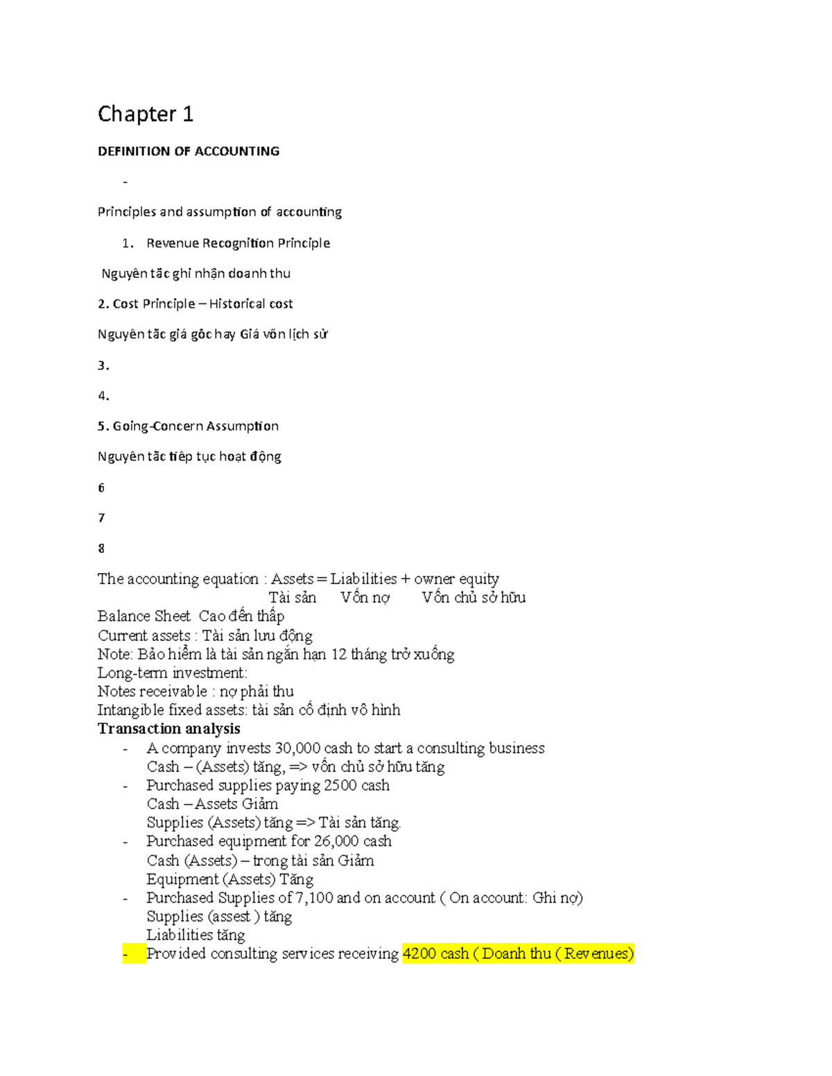 ACC101 Chapter 01 - ACC - Chapter 1 DEFINITION OF ACCOUNTING Principles ...