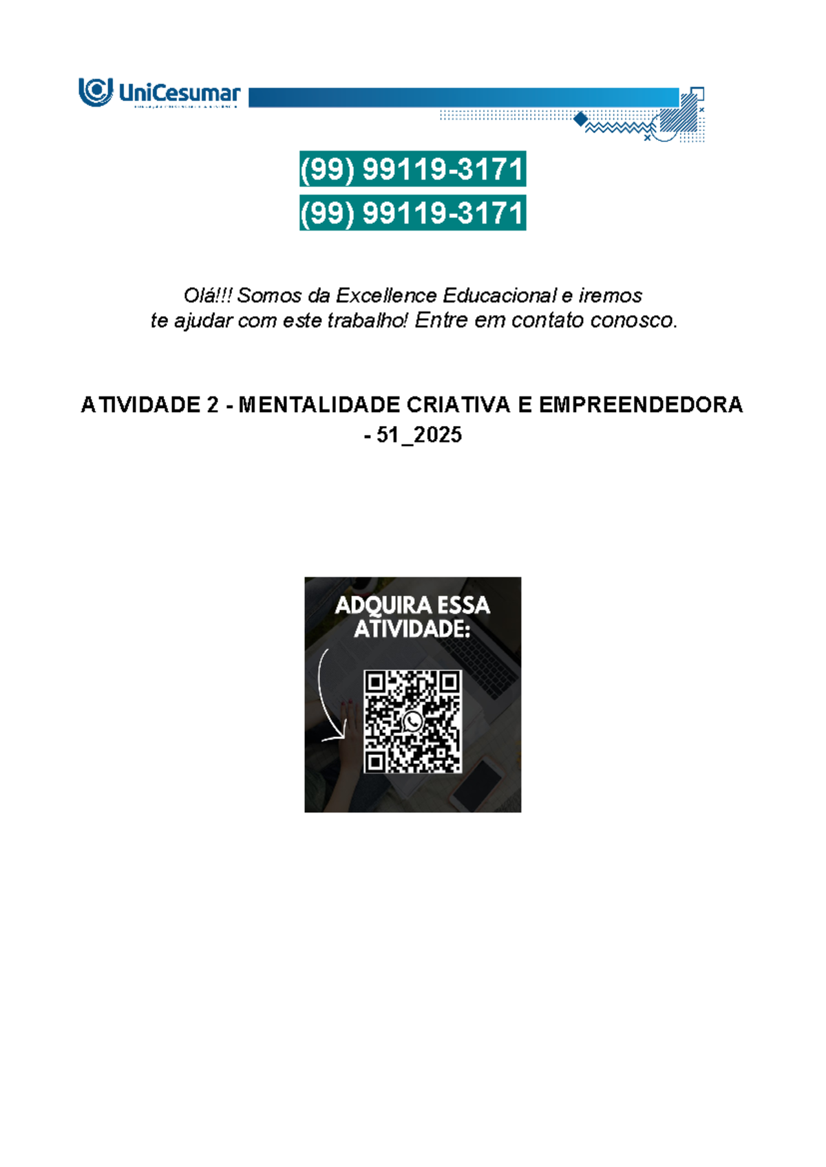 Atividade 2 - Mentalidade Criativa E Empreendedora - 51 2025 ...