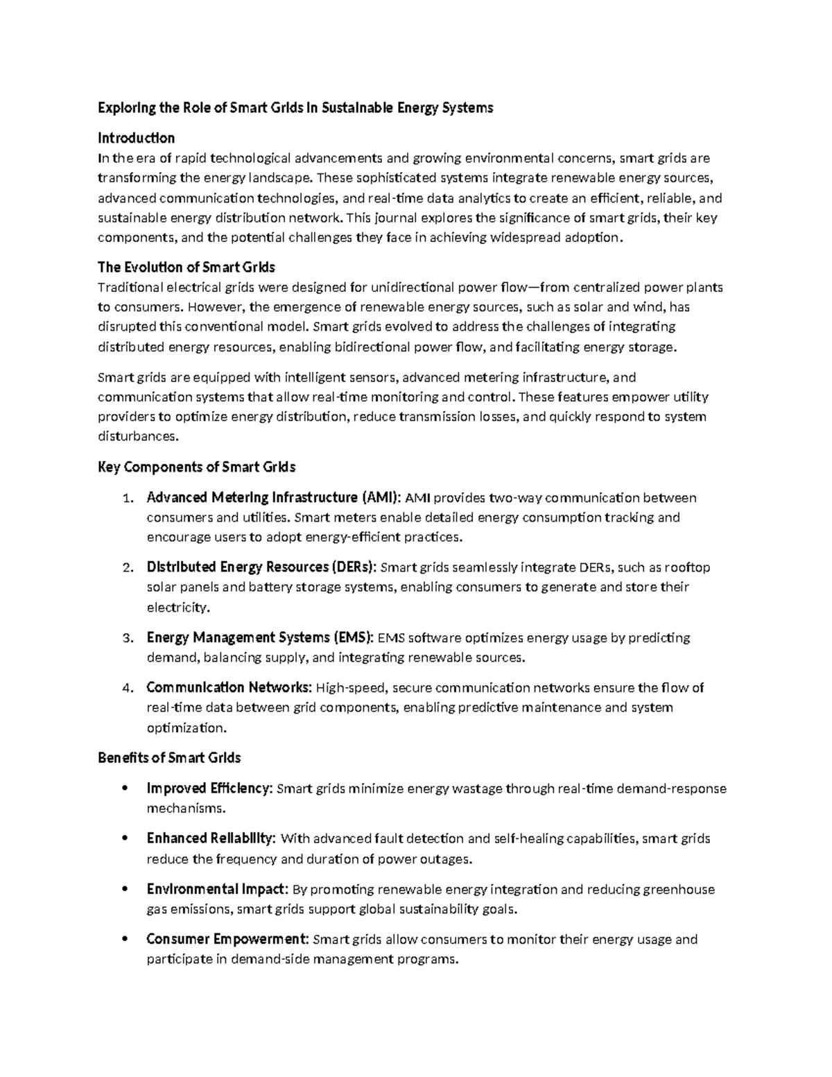 Exploring the Role of Smart Grids in Sustainable Energy Systems ...