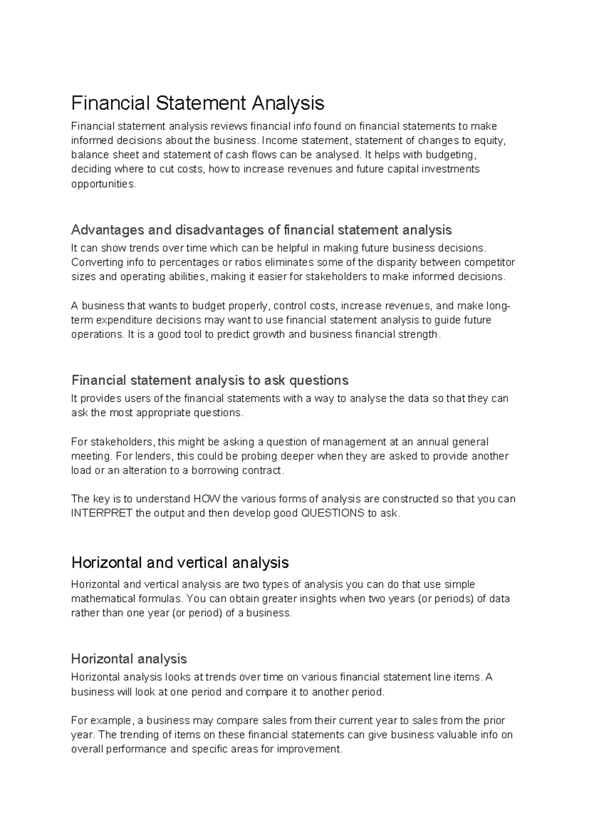 Financial Statement Analysis: Key Insights and Techniques (AAA) - Studocu