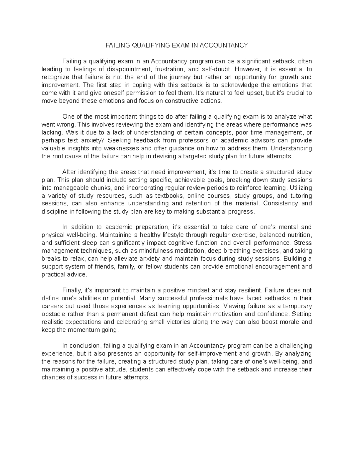 Coping with Failure: Strategies After Failing Qualifying Exam in ACC ...