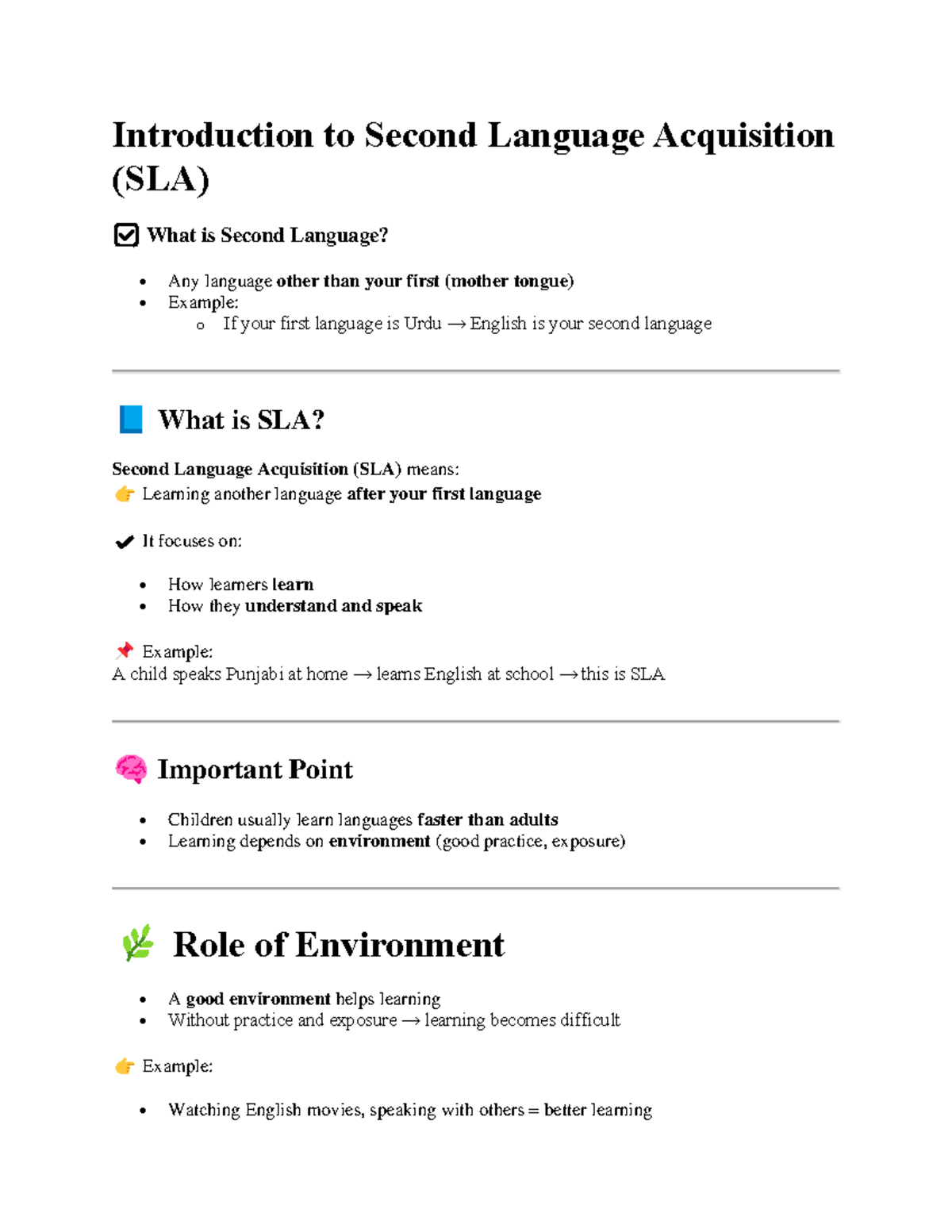 Lesson 1 - Midterm Notes on Second Language Acquisition (SLA) - Studocu