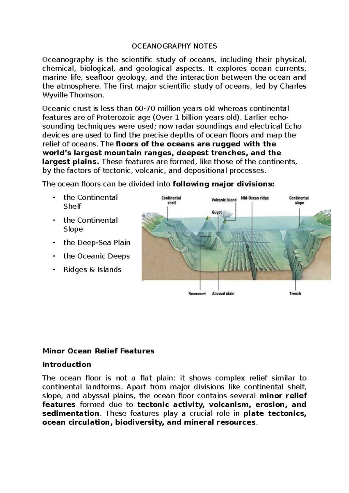 OCEAN 101: Comprehensive Oceanography Study Notes - Studocu