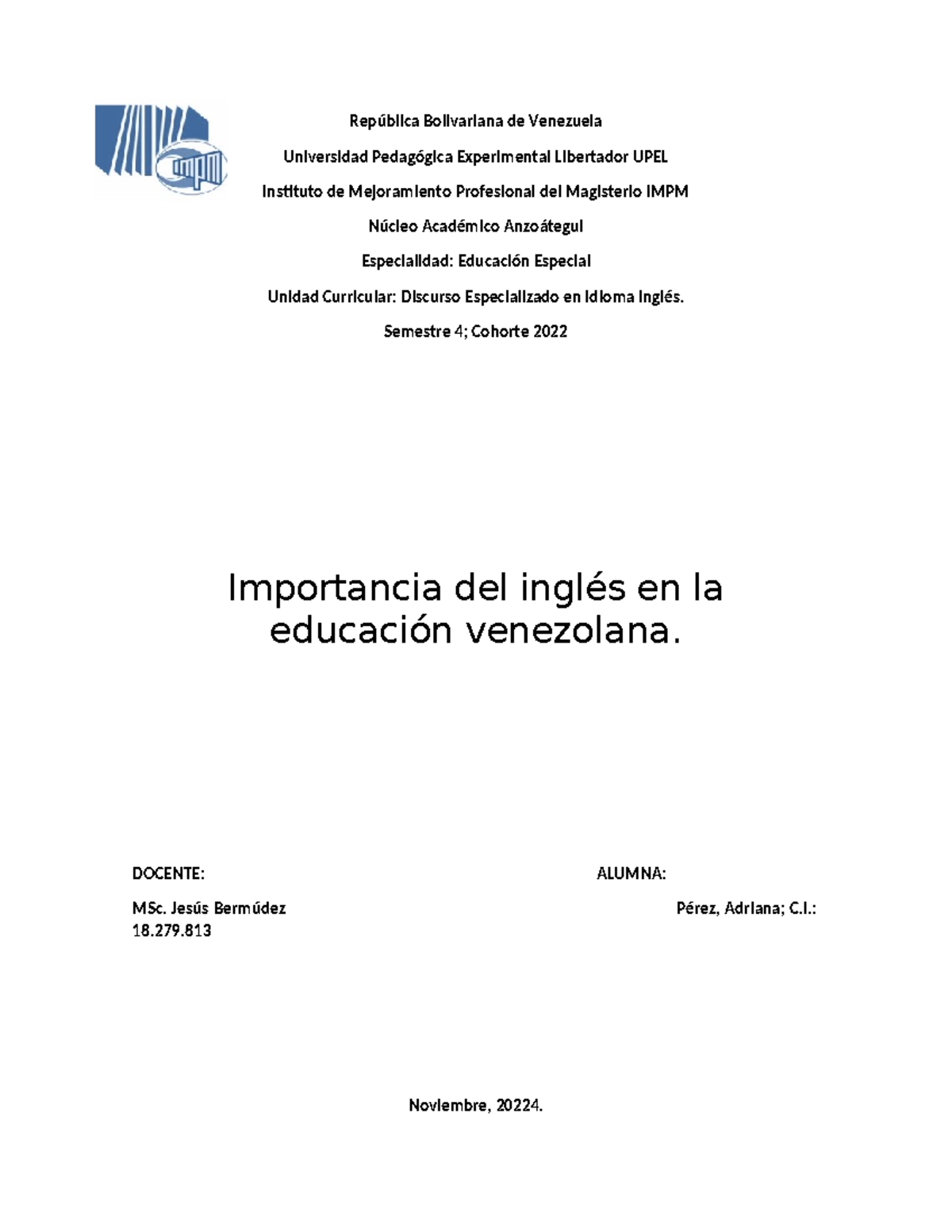Introducción - República Bolivariana de Venezuela Universidad ...