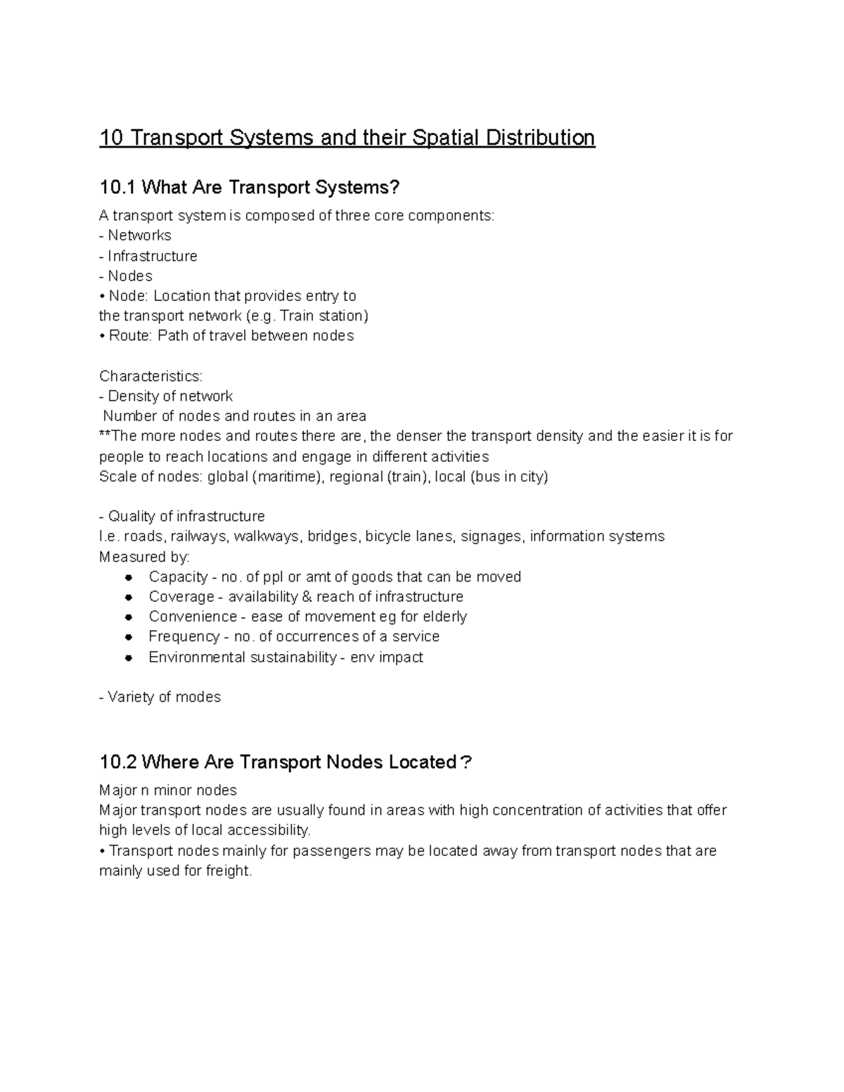 IP3 Geography Notes: Transport Systems & Spatial Distribution - Studocu