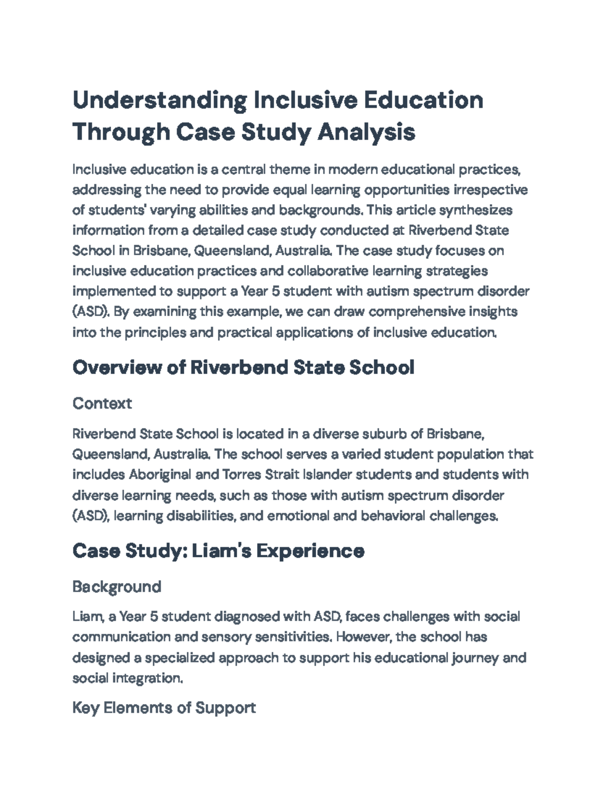 Inclusive Education Insights: Case Study of Riverbend State School ...