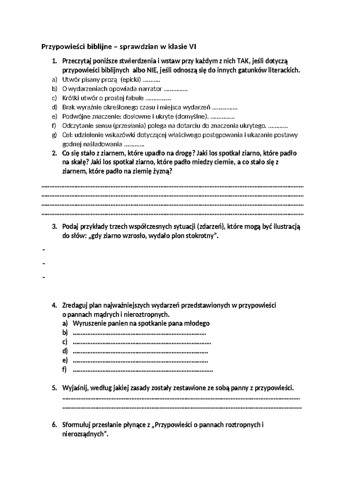 Biblia Język Polski Gimnazjum Sprawdzian www.studocu.com