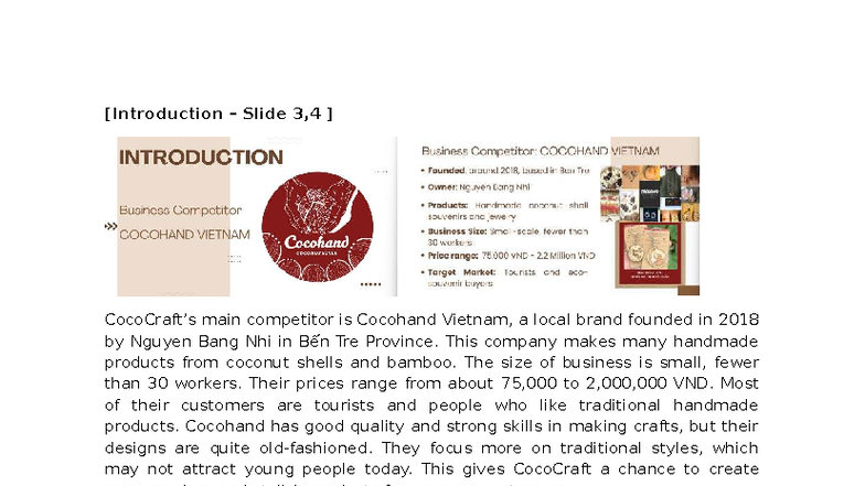 Competitor Analysis: Cocohand vs. CocoCraft in Handmade Market - Studocu