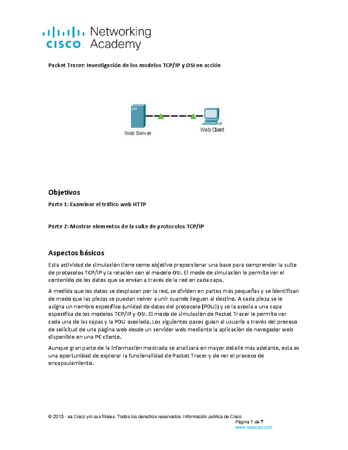 3.5.5 Packet Tracer: Análisis de Modelos TCP-IP y OSI en Acción - Studocu