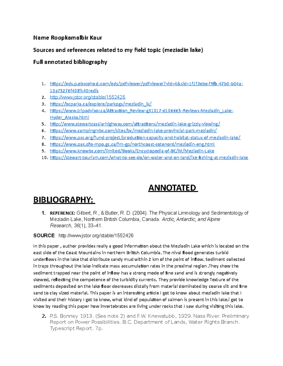 Annotated bibliography roopkamal - Name Roopkamalbir Kaur Sources and ...