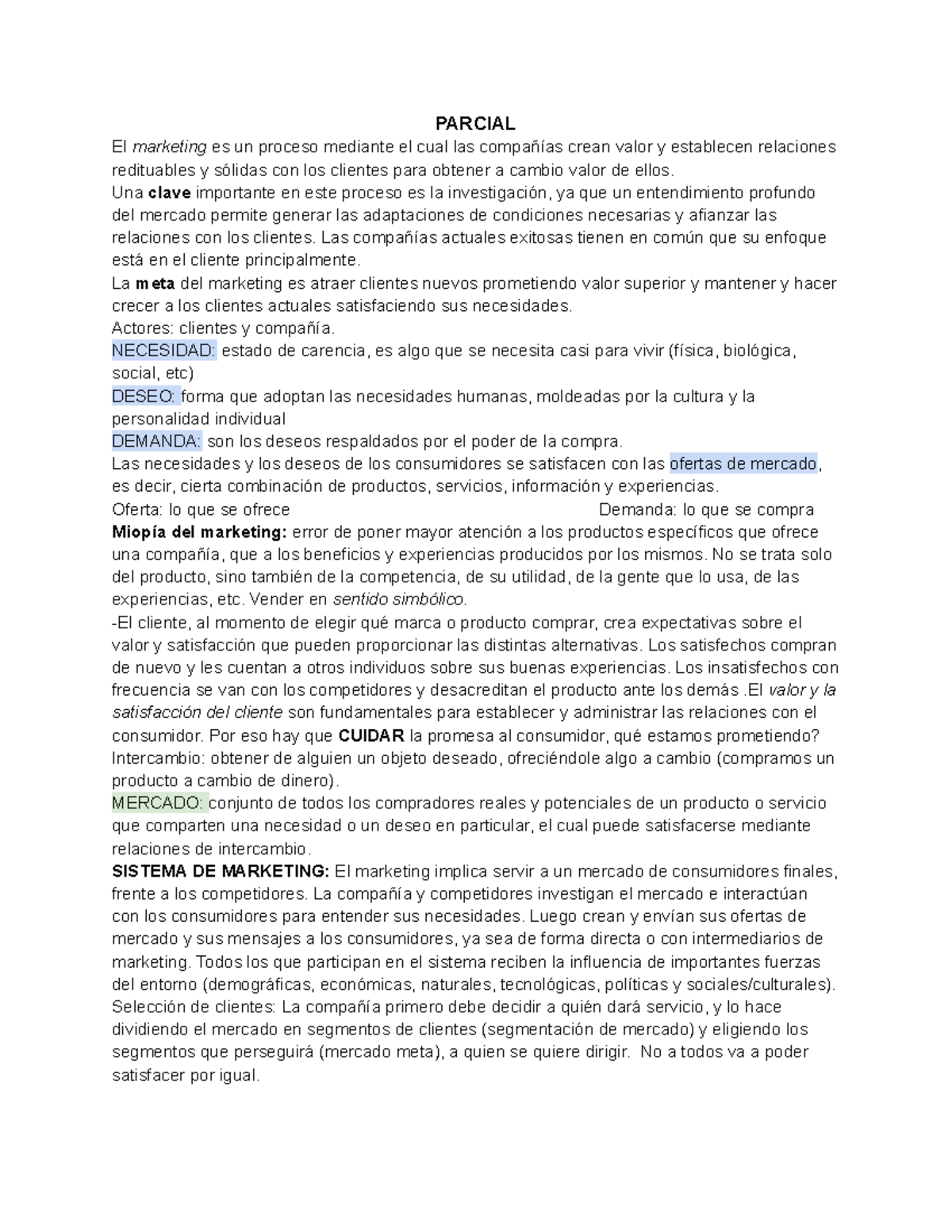 Parcial MKT: Resumen Integral sobre Estrategias de Marketing - Studocu