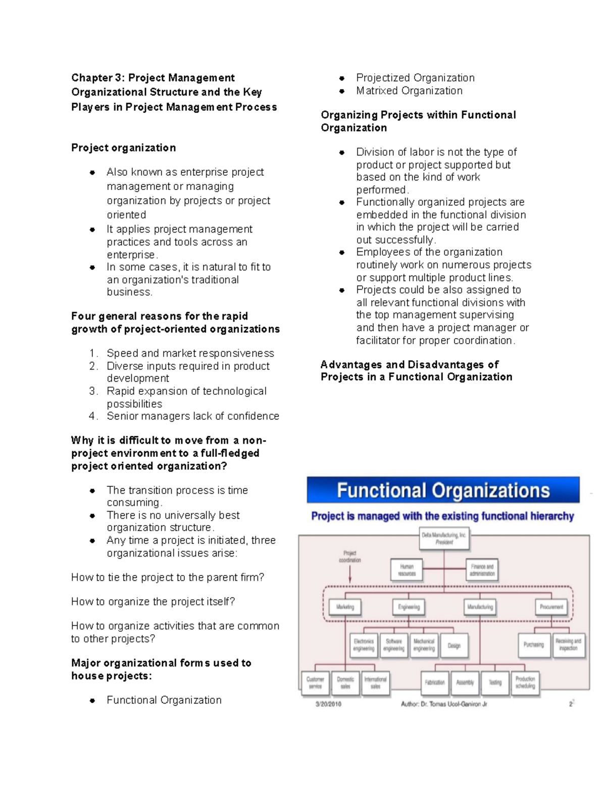 Module 3: Project Management Org Structure & Key Players in PM Process ...