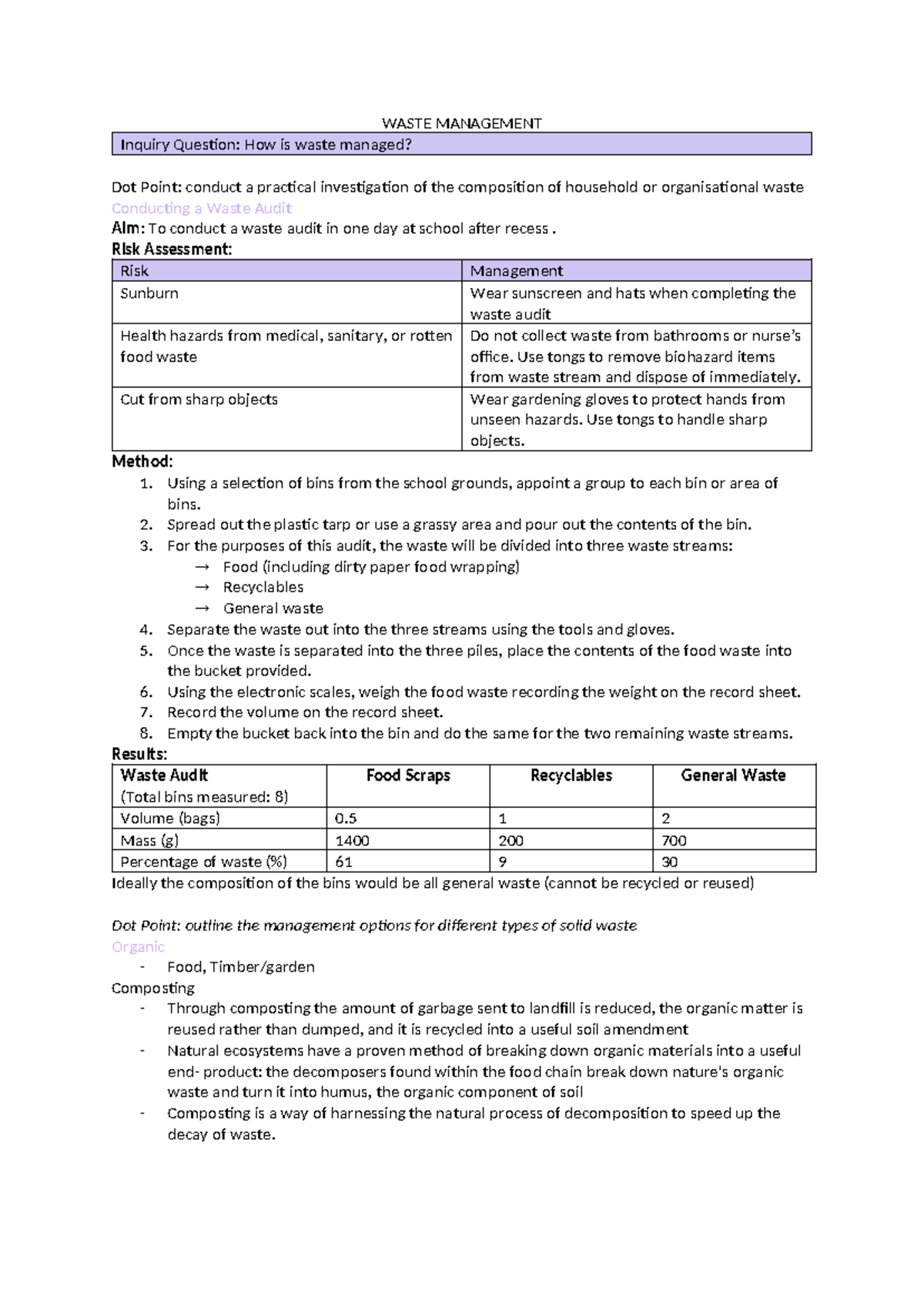 Module 8 - Waste Management: Investigating Environmental Sustainability ...