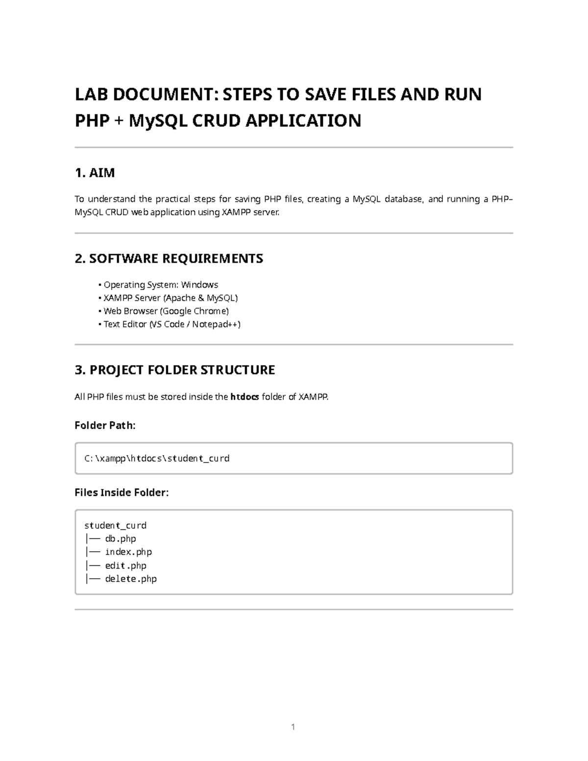 LAB DOCUMENT: Experiment 4 - PHP & MySQL CRUD Operations Guide - Studocu