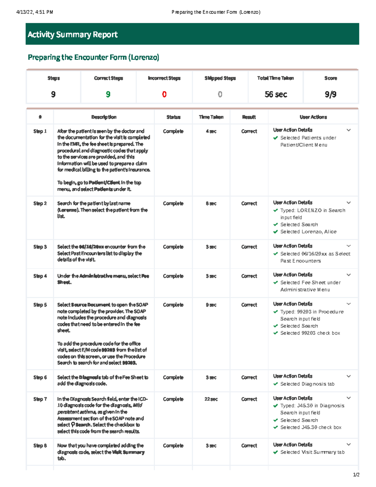 Preparing the Encounter Form for Patient Lorenzo (Medical Billing ...