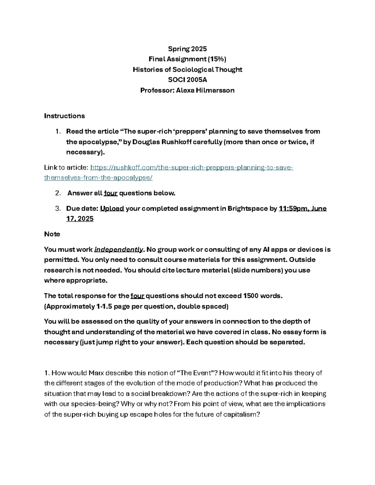 Foundations of Sociological Inquiry - SOCI 2000B - Fall 2024 Notes ...