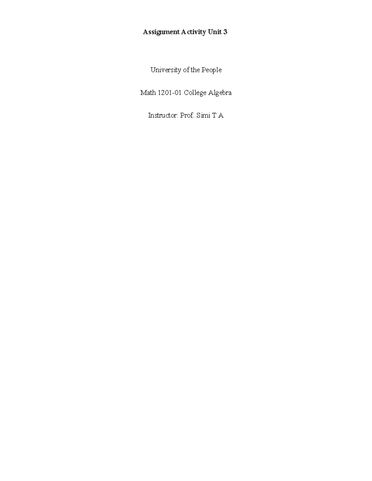Math 1201 Unit 3 Assignment: Bungee Jumping Height Analysis - Studocu
