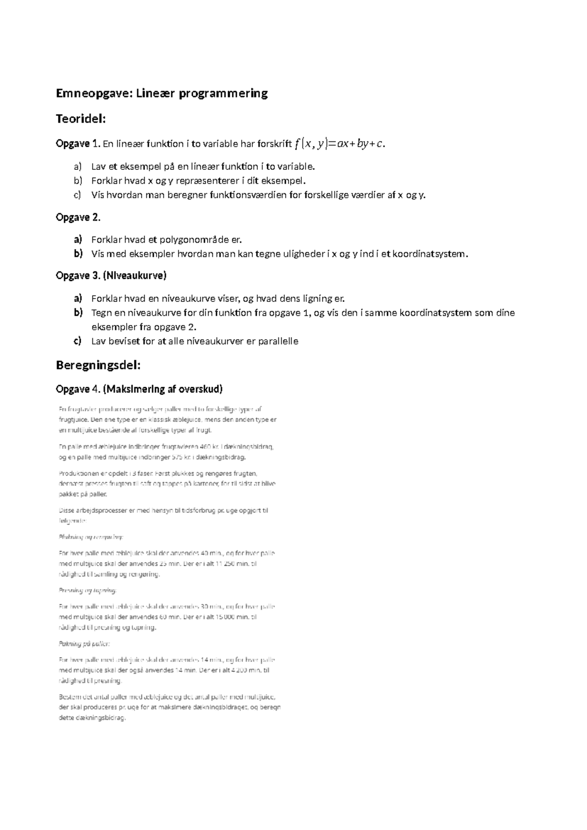 Emneopgave i lineær programmering - Emneopgave: Lineær programmering ...