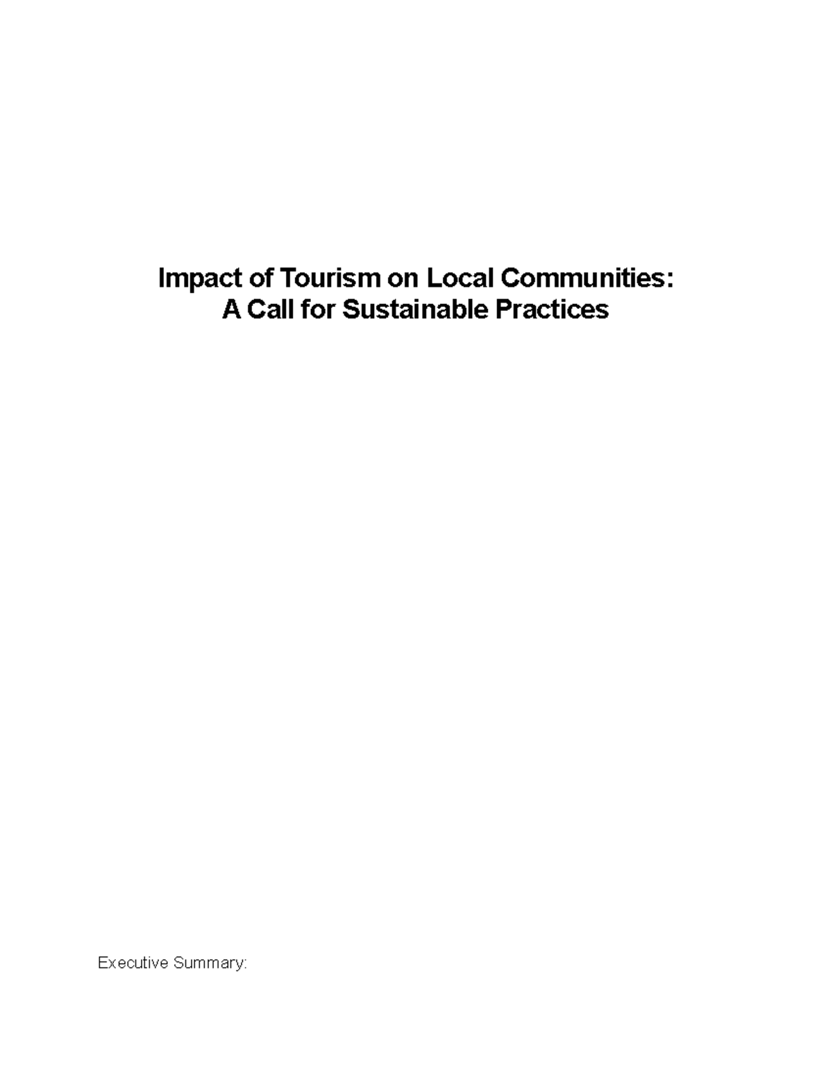 STS Report: Sustainable Tourism Practices for Local Community Well ...