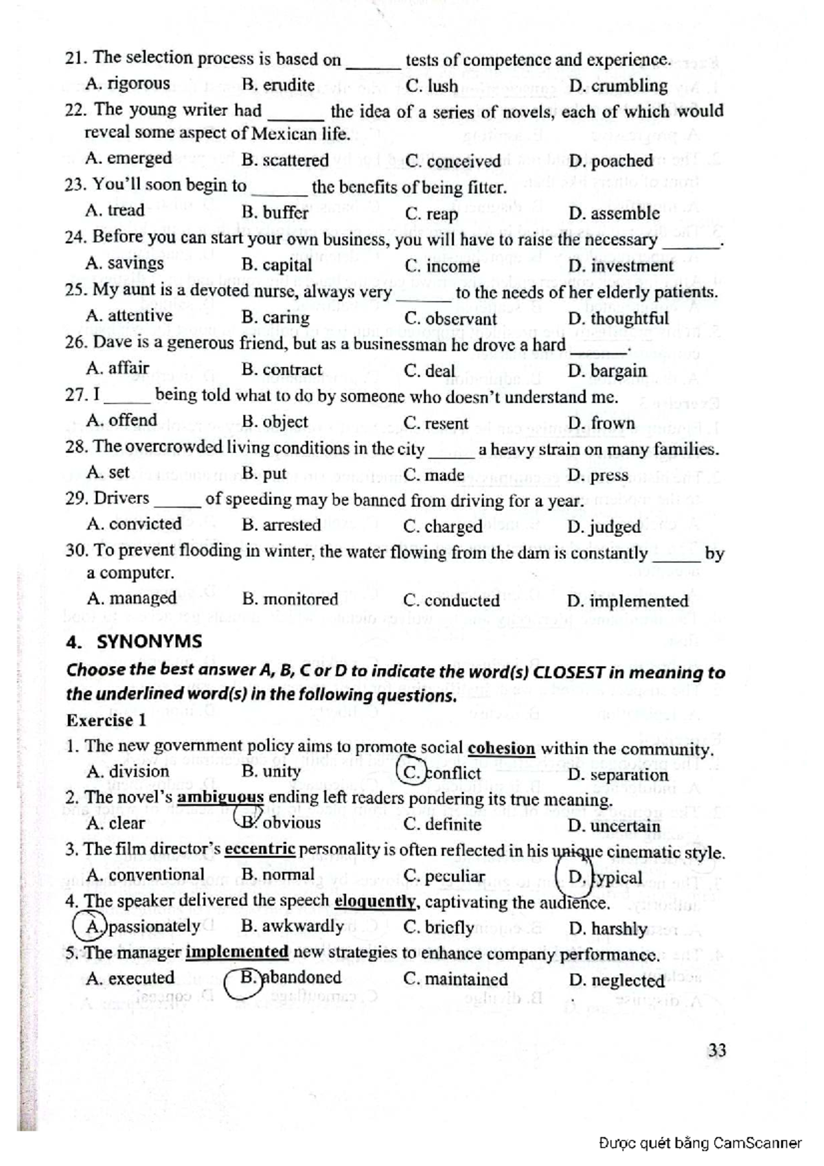 ENG 101: Synonyms, Antonyms, and Word Formation Exercises - Studocu