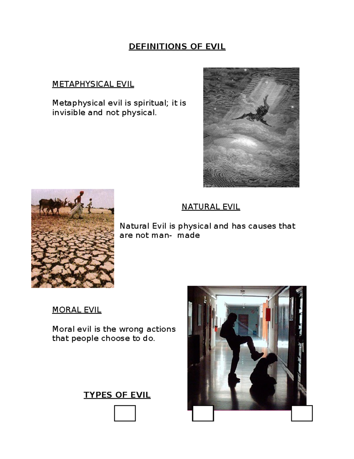 Evil Definitions with Mix and Match - Starter - DEFINITIONS OF EVIL ...