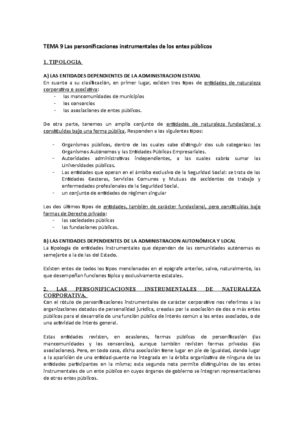 TEMA 9: Tipología y Personificaciones Instrumentales de Entes Públicos ...