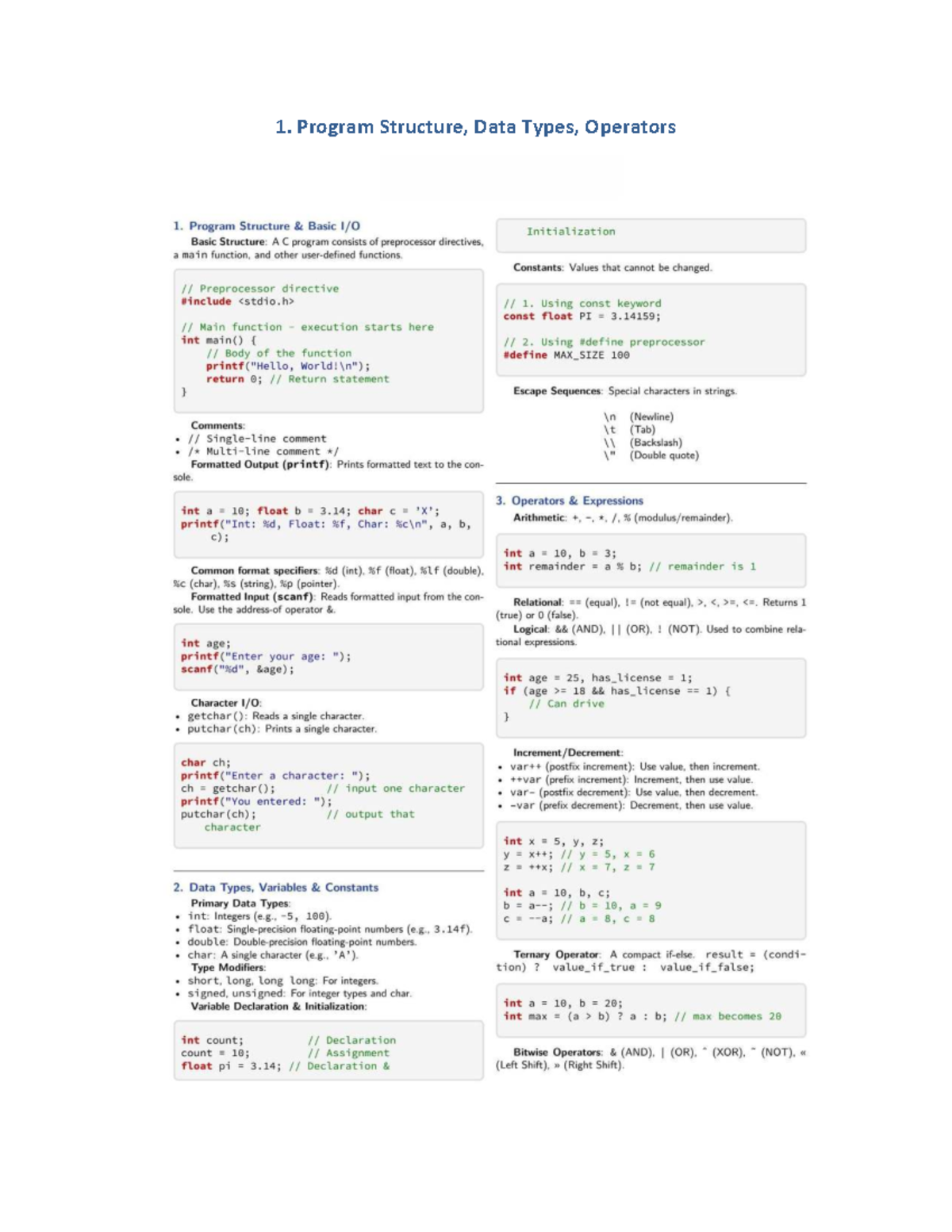 C programming reference - Nhập môn tin học và lập trình - Program ...