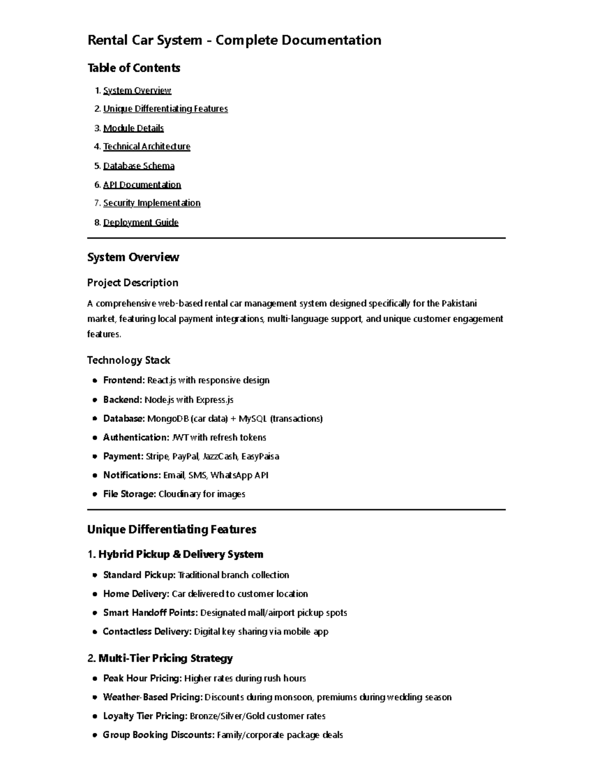 Rental Car System (CS101) - Comprehensive Documentation Guide - Studocu