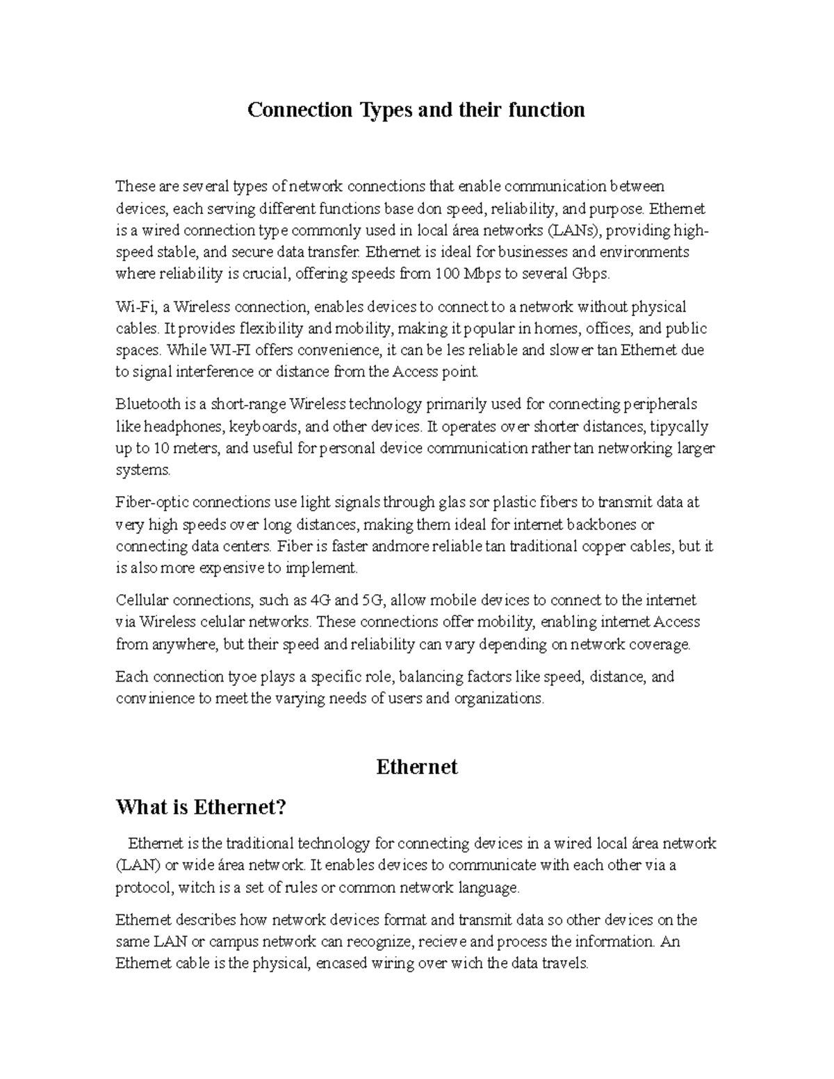 III Connection Types and their function - Connection Types and their ...