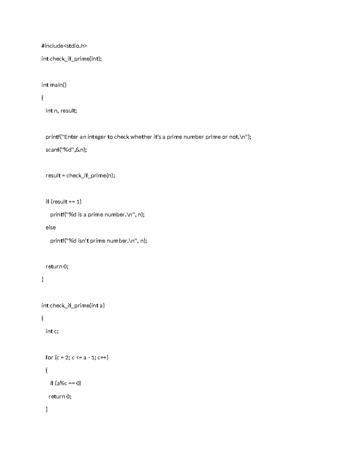 Prime number - CODES - #include int check_if_prime(int); int main ...