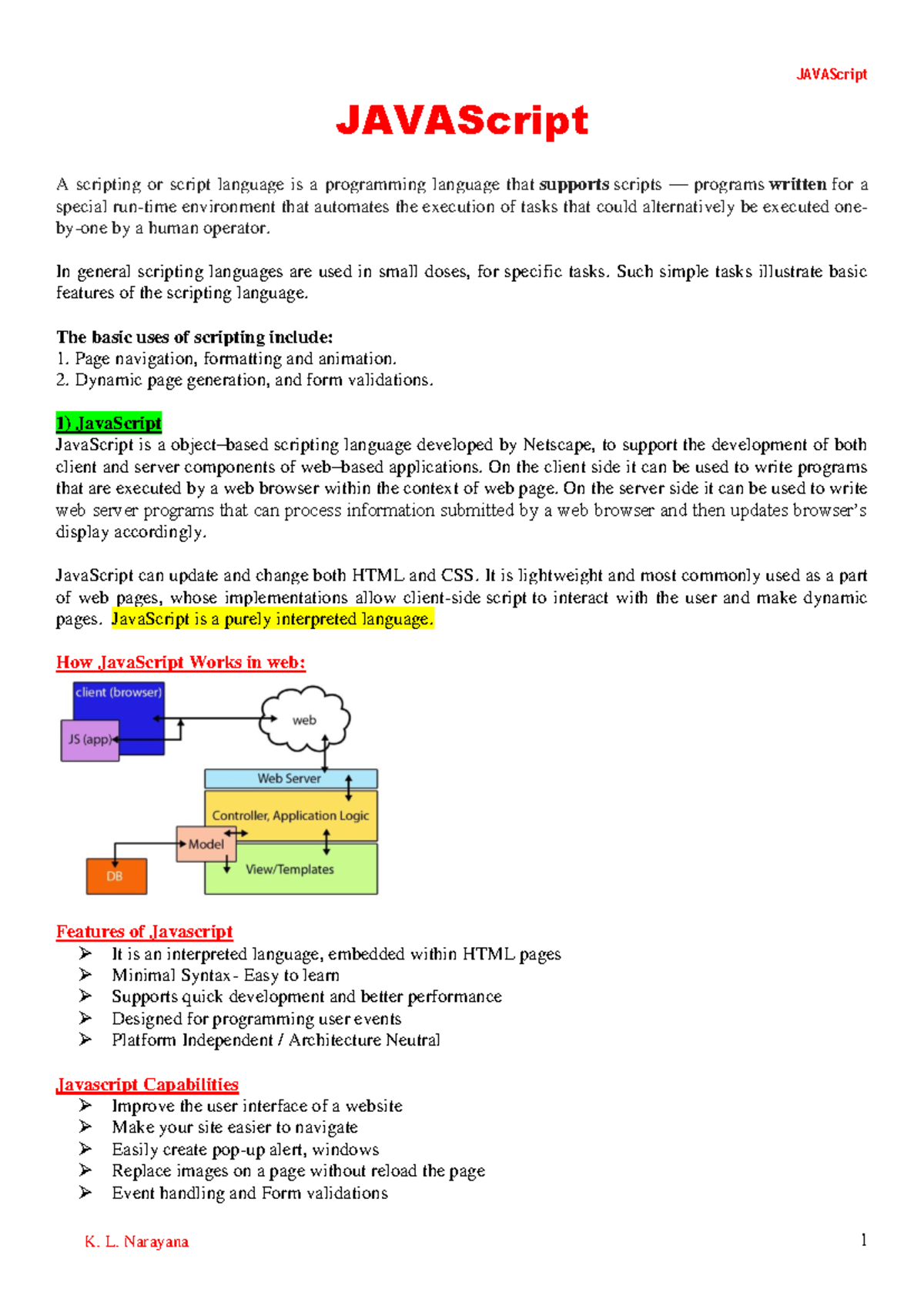 7-Java Script - javascrpit notes - JAVAScript A scripting or script ...