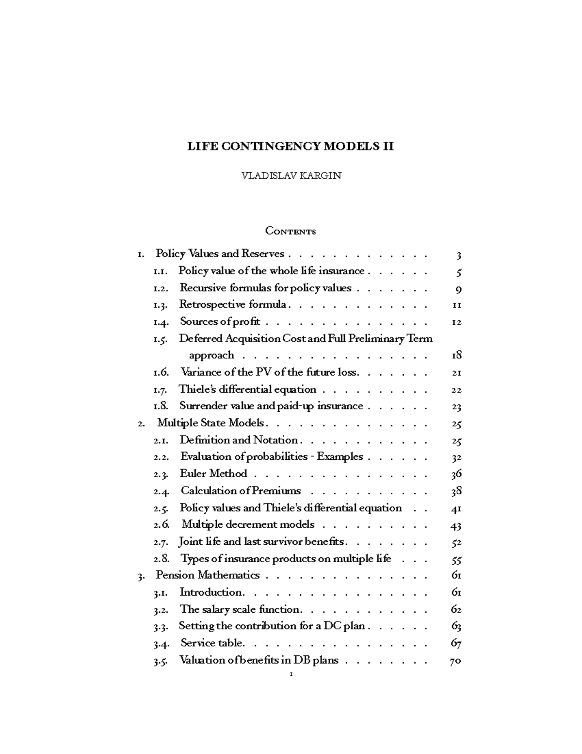 PMA UAS References - Life Contingency Models II Notes - Studocu